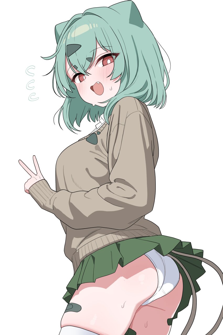 1girl, absurdres, ass, ass_focus, bandaid, bandaid_on_leg, bandaid_on_thigh, blush