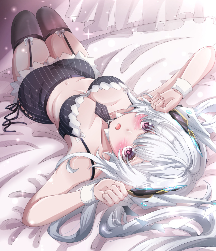 1girl, absurdres, alternate_costume, blush, bra, breasts, cleavage, commentary