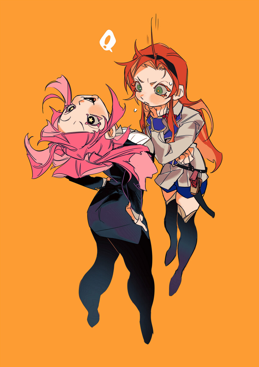 !, >:(, 2girls, :d, absurdres, ahoge, ass, bad_tag