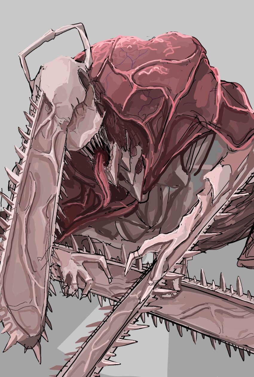 chainsaw, chainsaw_man, commentary_request, demon, fake_chainsaw_man, gigan_(gigan1024896), highres, multiple_weapons