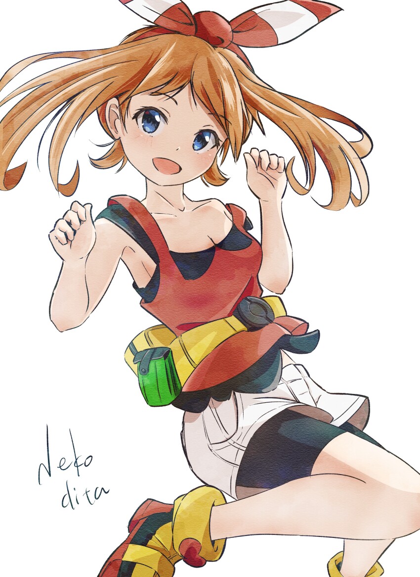 1girl, :d, absurdres, asuka_(pixiv82529874), bag, bike_shorts, bike_shorts_under_shorts, blue_eyes