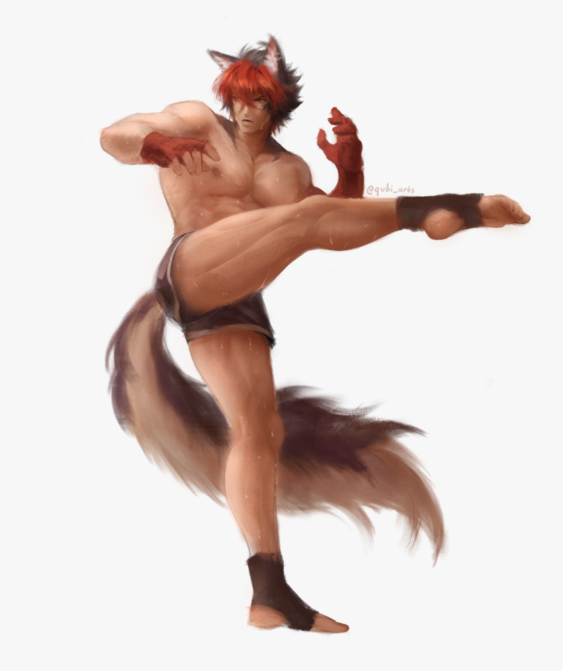 1boy, animal_ear_fluff, animal_ears, bandaged_arm, bandages, black_hair, black_shorts, commentary