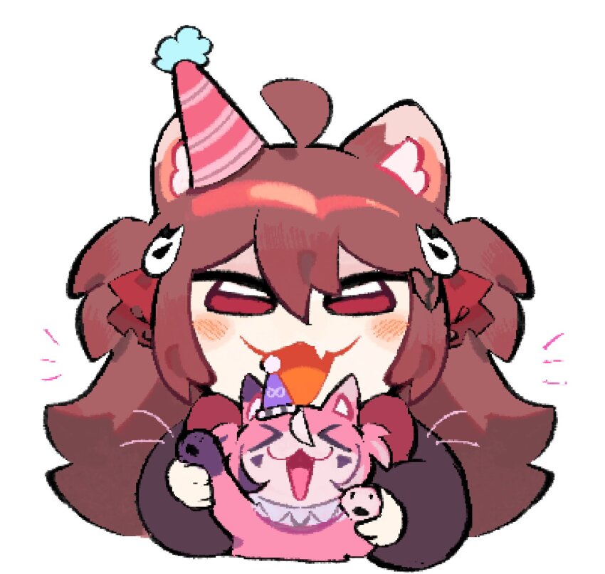 >_<, 2girls, :3, :d, ahchive_be, ahoge, animal, animal_ear_fluff