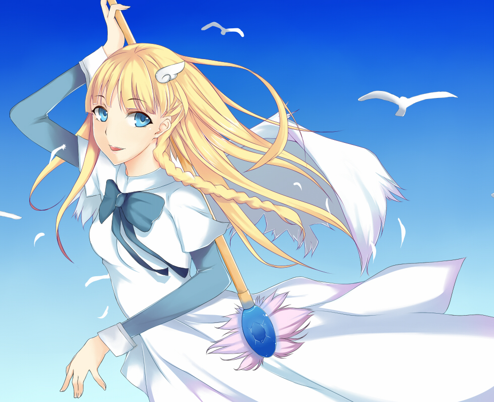 1girl, bad_id, bad_pixiv_id, bird, blonde_hair, blue_eyes, female_focus, iro_(sekaixiro)