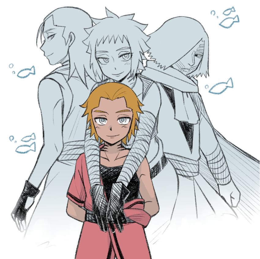 1girl, blonde_hair, boruto:_naruto_next_generations, brown_hair, dark_skin, facial_mark, funato_ikada, funato_isari