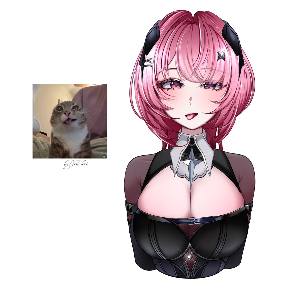 1girl, black_bow, black_dress, bow, breasts, cleavage, commentary, cropped_torso