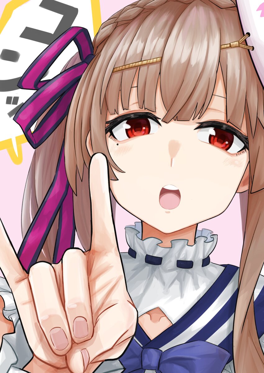 1girl, absurdres, blue_bow, blue_bowtie, blunt_bangs, bow, bowtie, braid