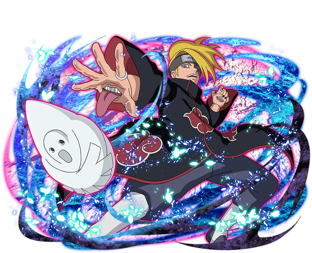 1boy, akatsuki_uniform, artificial_eye, black_coat, blonde_hair, coat, deidara_(naruto), forehead_protector
