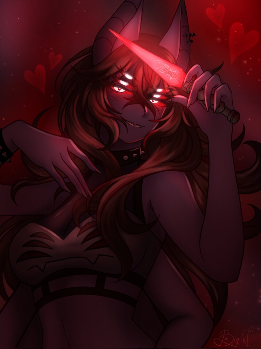 1girl, animal_ears, arkanis, arthropod_girl, bat_ears, biiahwolf, bracelet, breasts