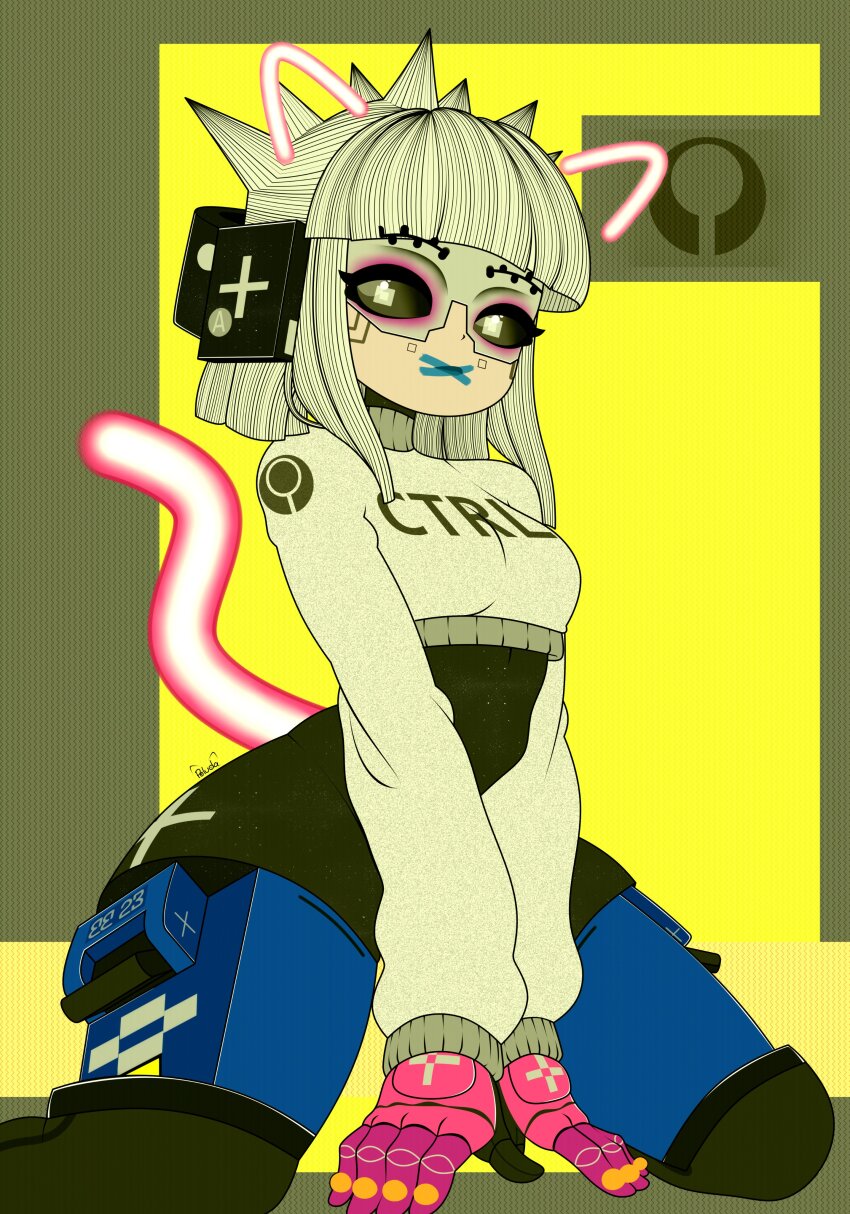 1girl, absurdres, android, animal_ears, cat_ears, cat_girl, cat_tail, cropped_sweater