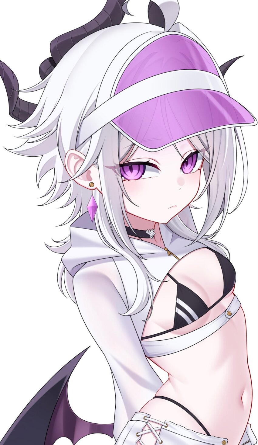 1girl, ahoge, alternate_costume, alternate_hair_length, alternate_hairstyle, aoi_ryo, arms_behind_back, bikini