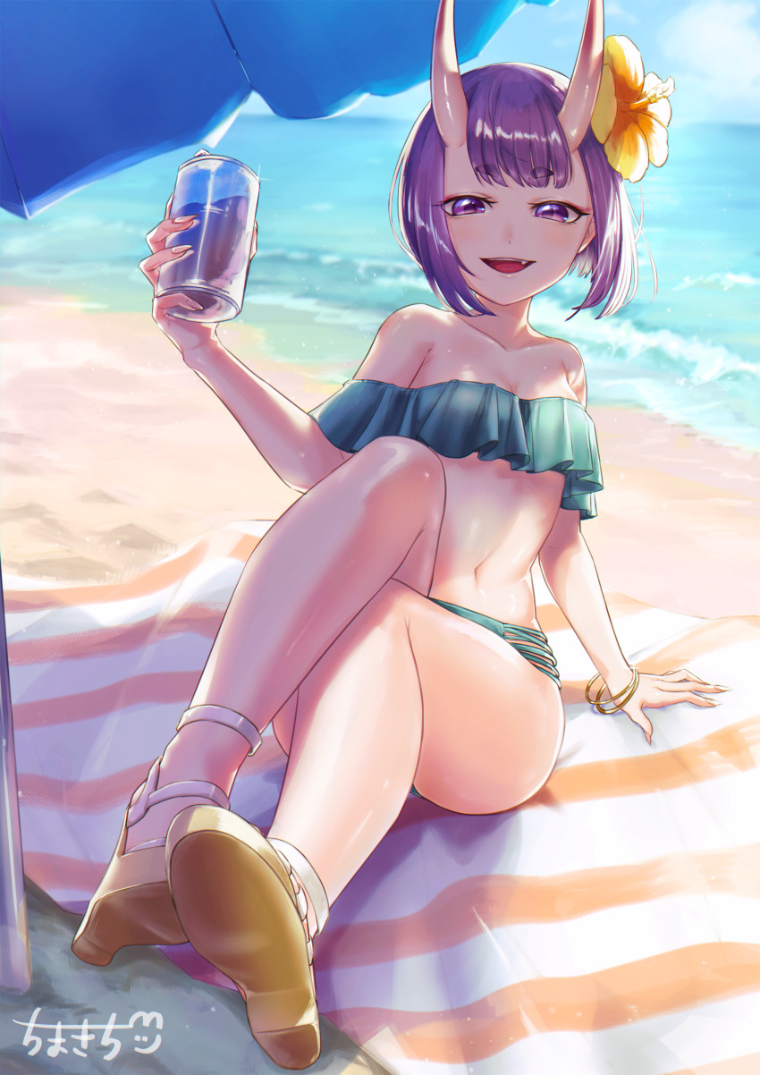 1girl, absurdres, beach, breasts, fate/grand_order, fate_(series), flower, full_body