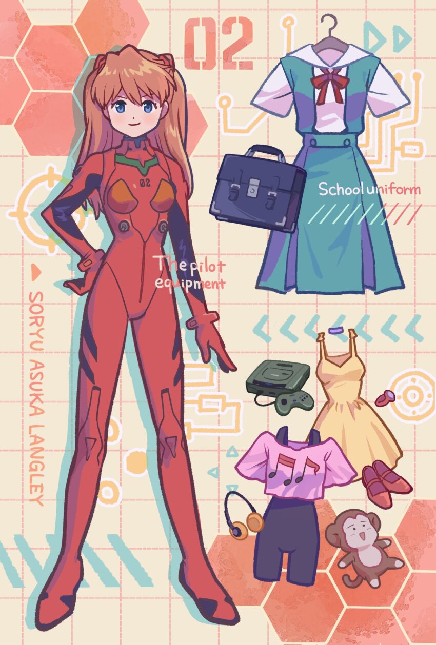 1girl, aqua_dress, bag, black_bag, bodysuit, character_name, commentary_request, dress