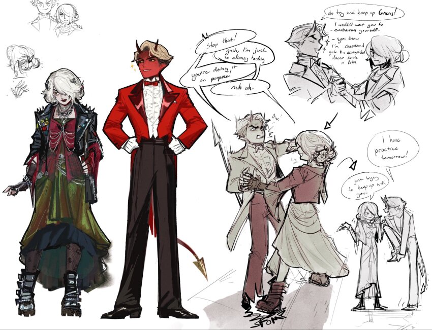 1boy, 1girl, apollo_(deadlock), black_hair, blonde_hair, boots, bracelet, colored_sclera