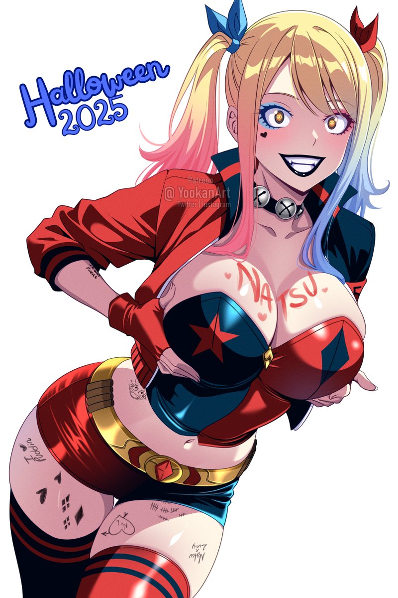 1girl, 2025, asymmetrical_legwear, black_choker, black_lips, black_thighhighs, blonde_hair, blue_eyeshadow