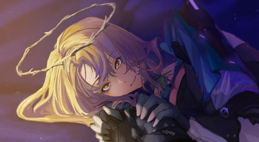 1boy, 1girl, bianca:_stigmata_(exorcist)_(pgr), bianca_(pgr), blonde_hair, breasts, closed_mouth, commandant_(pgr)
