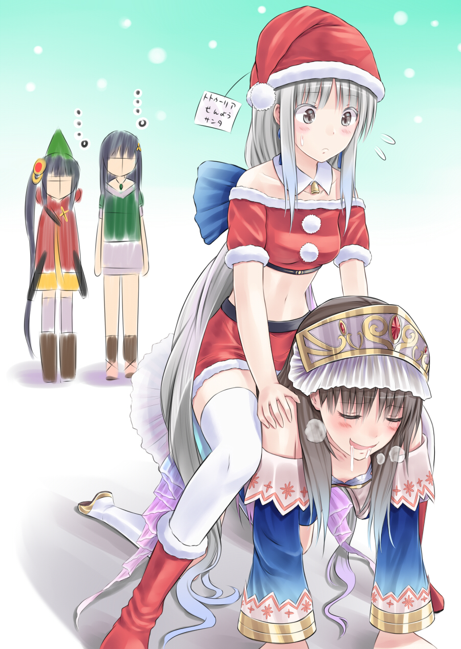 ..., 4girls, all_fours, atelier_(series), atelier_judie, atelier_totori, bare_shoulders, bell