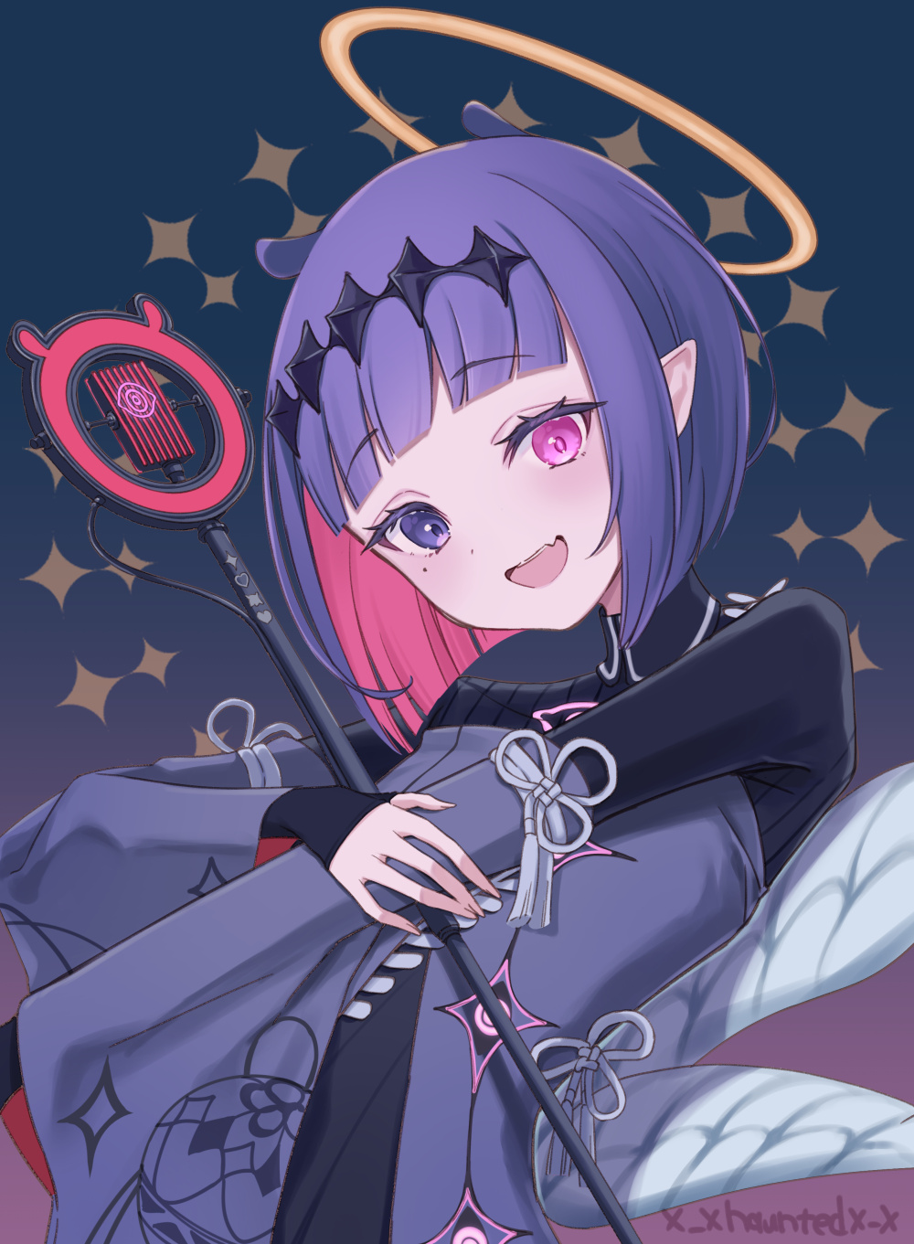 1girl, blunt_bangs, chabo_(x_xhauntedx_x), commentary, english_commentary, halo, heterochromia, highres