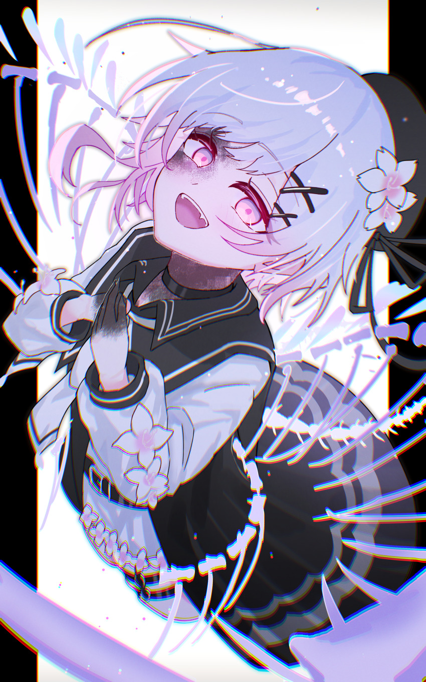 1girl, absurdres, beret, commentary_request, flower, h1a0t6, hair_flower, hair_ornament