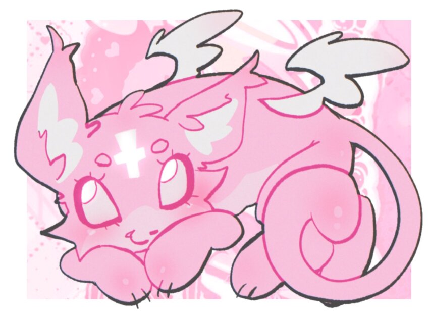 animal_focus, border, cat, closed_mouth, commentary, cross, english_commentary, fang