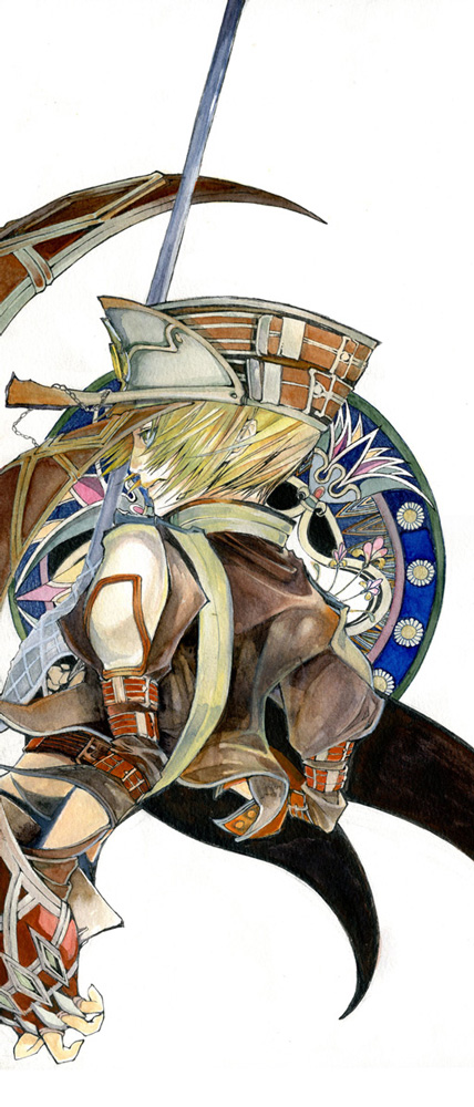 .hack//, .hack//cell, 1boy, adamas_(.hack//), arm_belt, bad_id, basket_hilt, belt