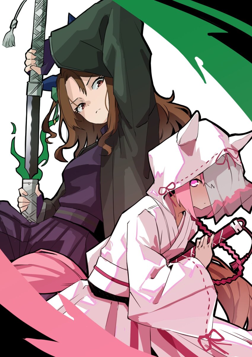 2girls, animal_ears, brown_eyes, brown_hair, chococonisky, commentary, cosplay, english_commentary