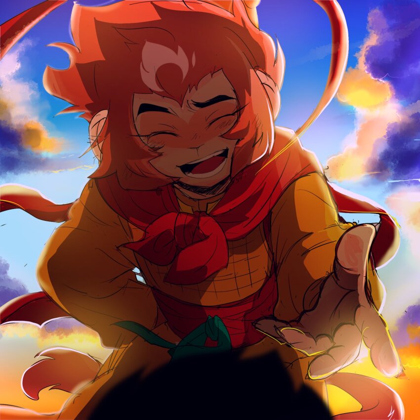 2boys, :d, ^_^, animal_ears, animal_nose, cape, chinese_clothes, closed_eyes