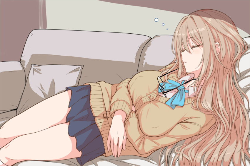 1girl, akane_(blue_archive), akane_(school_uniform)_(blue_archive), aqua_bow, aqua_bowtie, arms_across_body, black_skirt, blue_archive