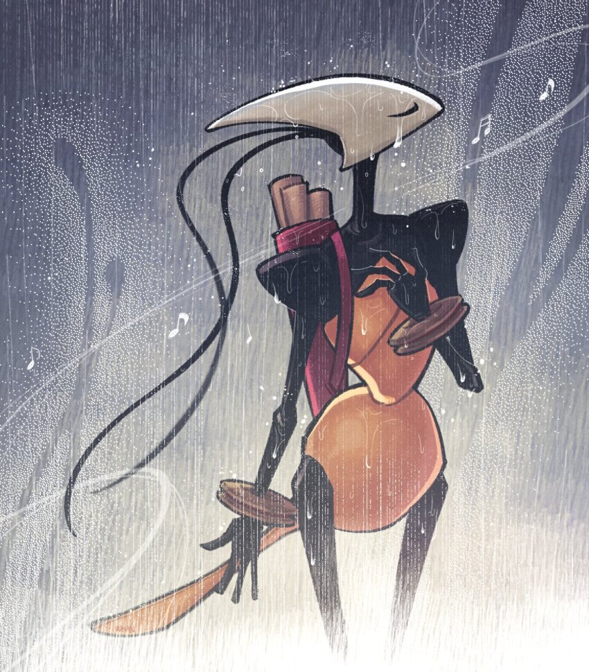 1girl, antennae, arthropod_girl, backpack, bag, black_skin, closed_eyes, colored_skin