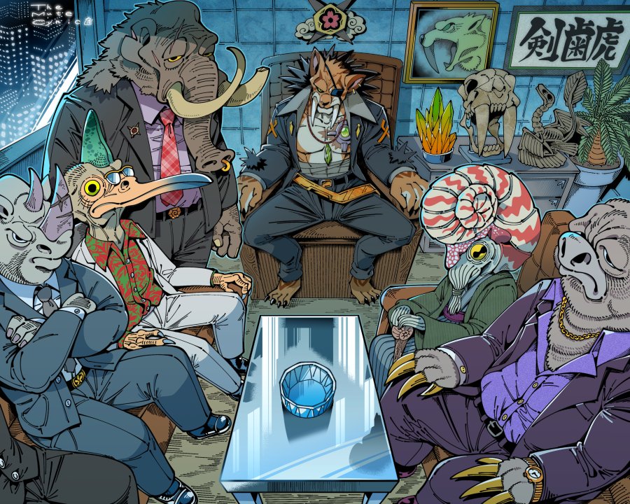 6+boys, ashtray, bird_boy, cane, cat_boy, chain, cityscape, claws