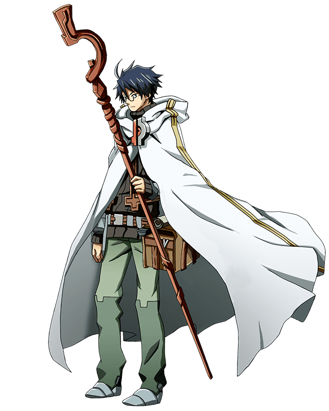 1boy, armored_shoes, artist_request, bag, belt_bag, blue_hair, brown_bag, cape