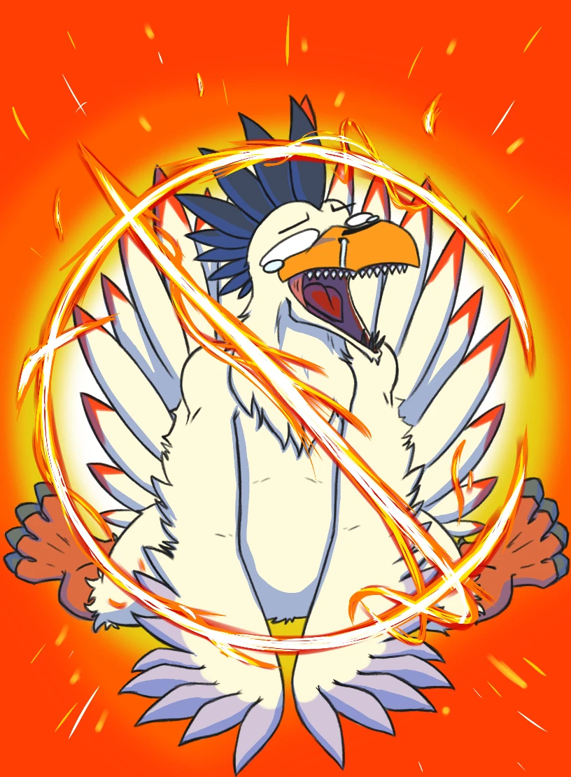 claws, cockatrimon, crying, digimon, digimon_(creature), feathers, ferocious_soup, fire