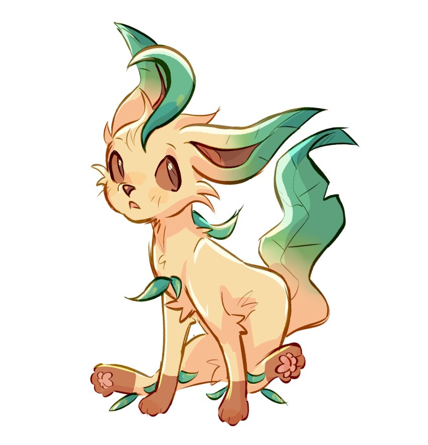 brown_eyes, gen_4_pokemon, highres, izzypaw, leaf, leafeon, looking_at_viewer, nintendo