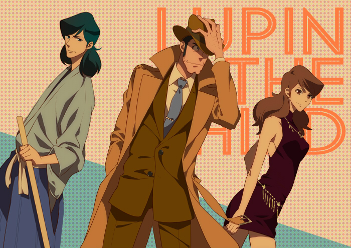 1girl, 2boys, bad_id, bad_pixiv_id, hat, ishikawa_goemon_xiii, lupin_iii, mine_fujiko
