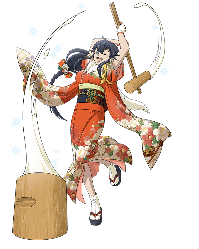 1girl, arms_up, artist_request, black_hair, black_sandals, blue_eyes, braid, breasts