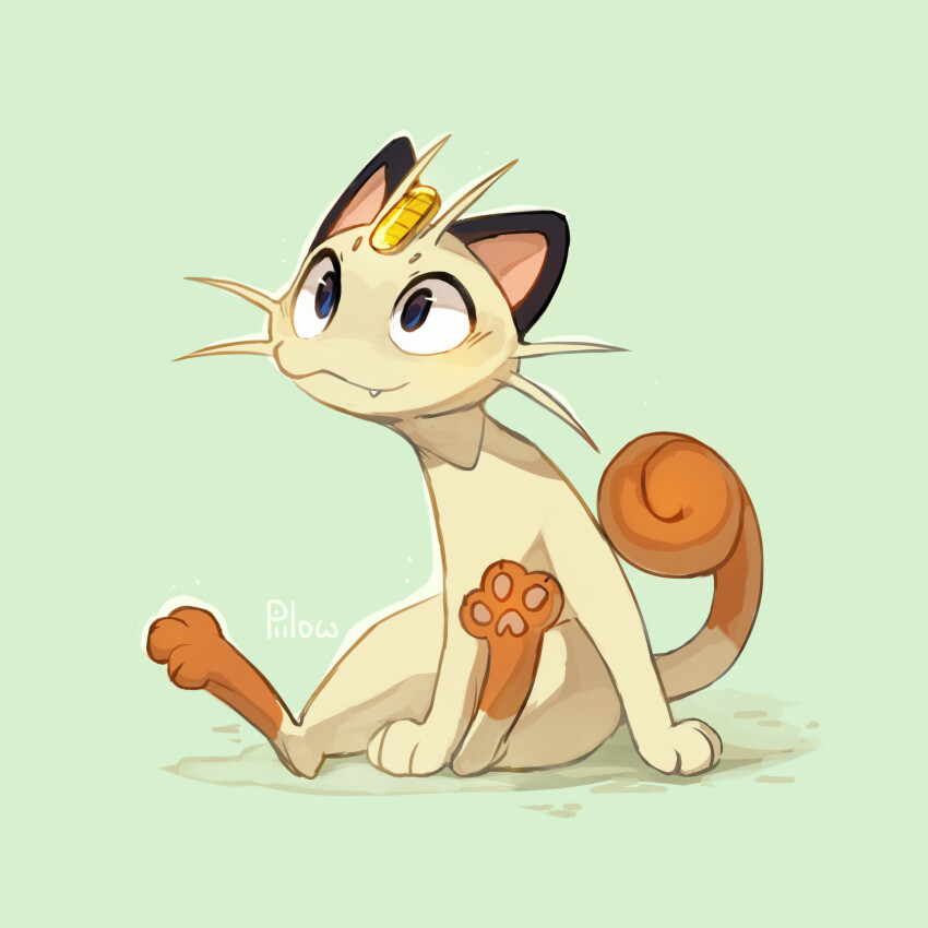 :3, animal, animal_focus, artist_name, blue_eyes, cat, coin, commentary