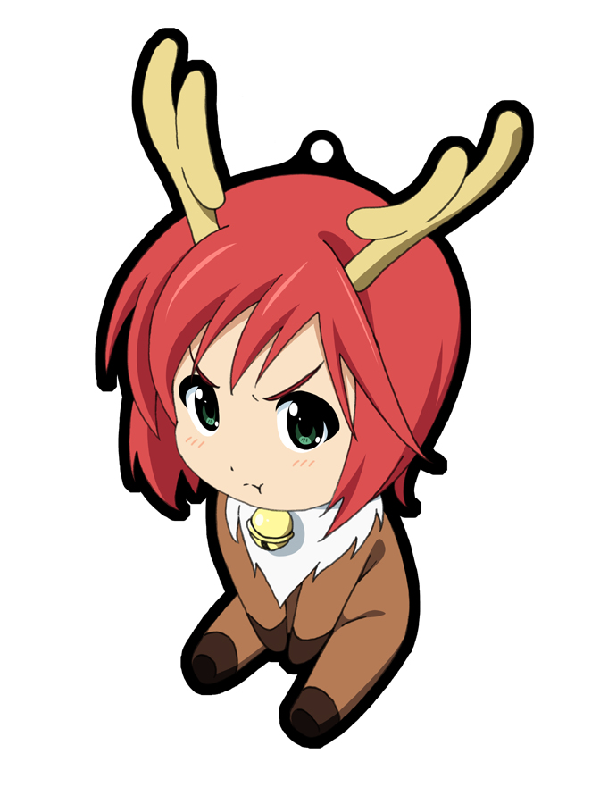 1girl, :t, angry, animal_costume, antlers, chibi, female_focus, fukuoka_katsumi