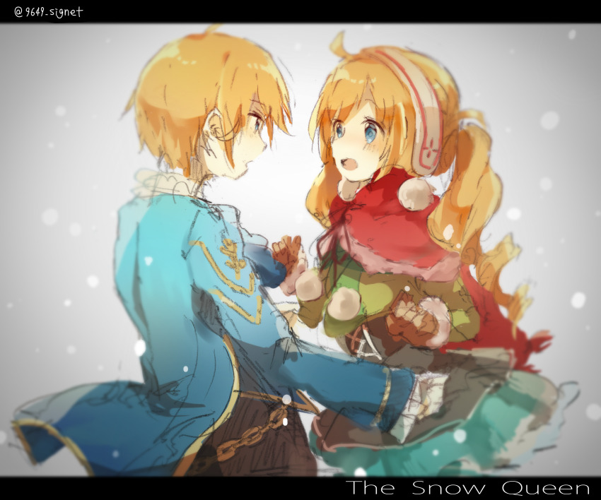 1boy, 1girl, az_9649, black_corset, black_shorts, blue_coat, blue_eyes, brown_gloves