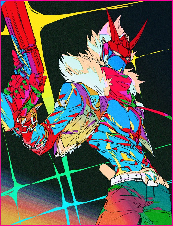 1boy, belt, billy_kid, billy_kid_(starlight), black_jacket, black_pants, bracelet, chain