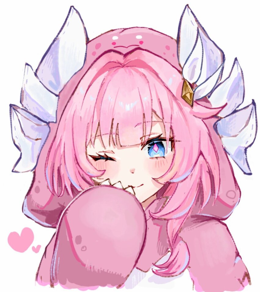 1girl, ;), alternate_color, anaxa_(honkai:_star_rail), anaxa_(honkai:_star_rail)_(cosplay), anaxa_(whatsamatta)_(honkai:_star_rail), animal_costume, blue_eyes