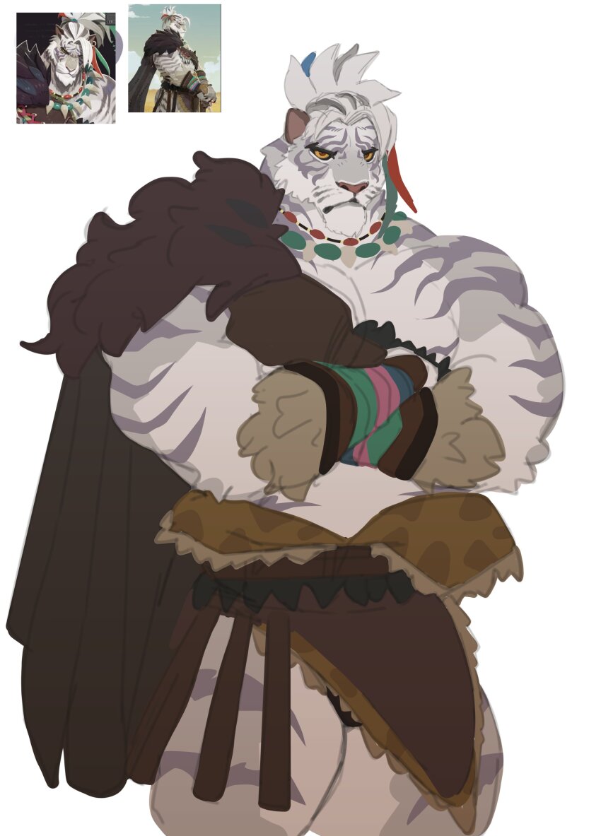 1boy, absurdres, afk_(series), afk_journey, animal_ears, bara, buntot, closed_mouth