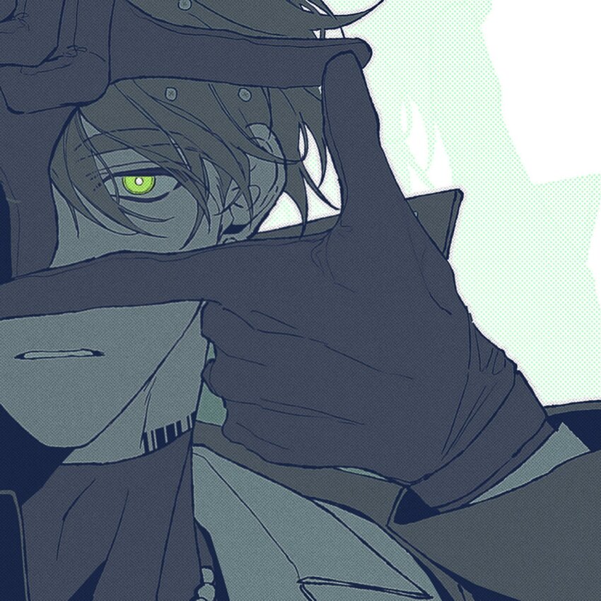 1boy, 4littlemore, barcode, barcode_tattoo, black_coat, black_gloves, black_hair, chain