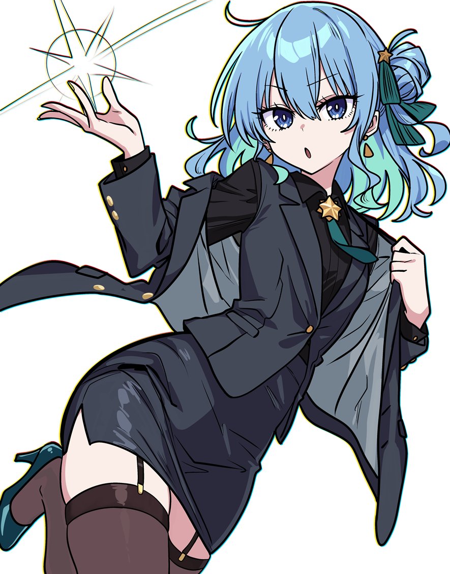 1girl, blue_eyes, blue_hair, colored_inner_hair, commentary, flat_chest, floating_clothes, hololive