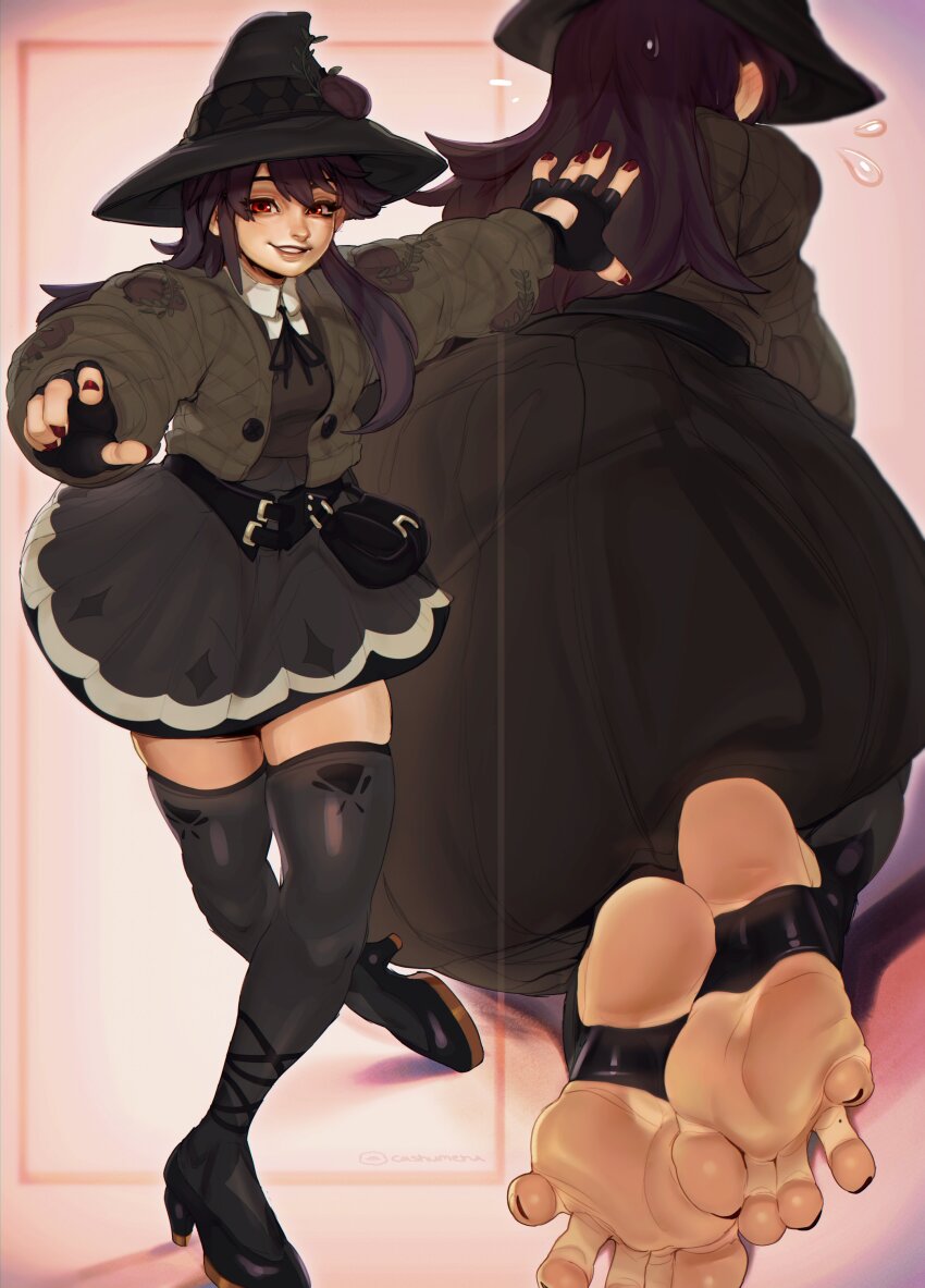 1girl, absurdres, bag, belt, black_bag, black_jacket, black_nails, black_skirt