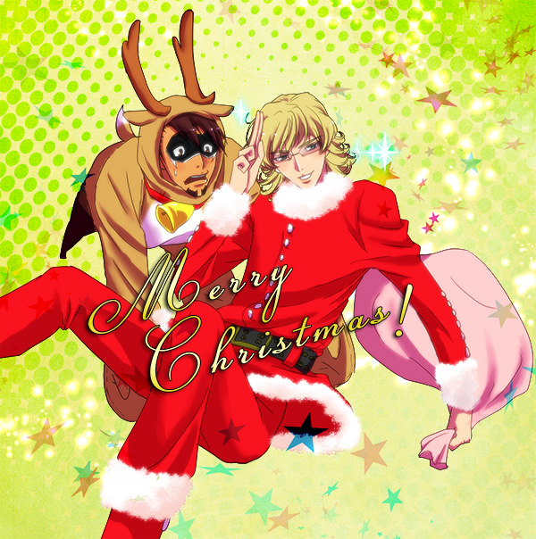 10s, 2boys, animal_costume, barnaby_brooks_jr., blonde_hair, brown_eyes, brown_hair, christmas