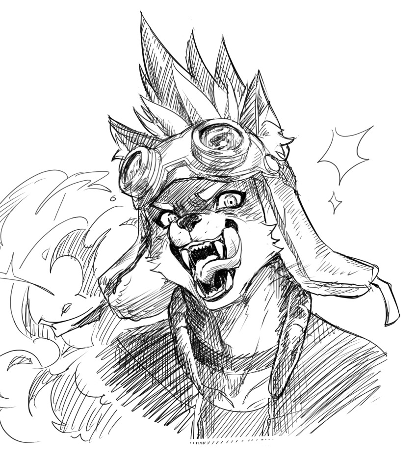 1boy, animal_ears, brewster_(garmr)_(dislyte), commentary_request, crosshatching, dislyte, furry, furry_male