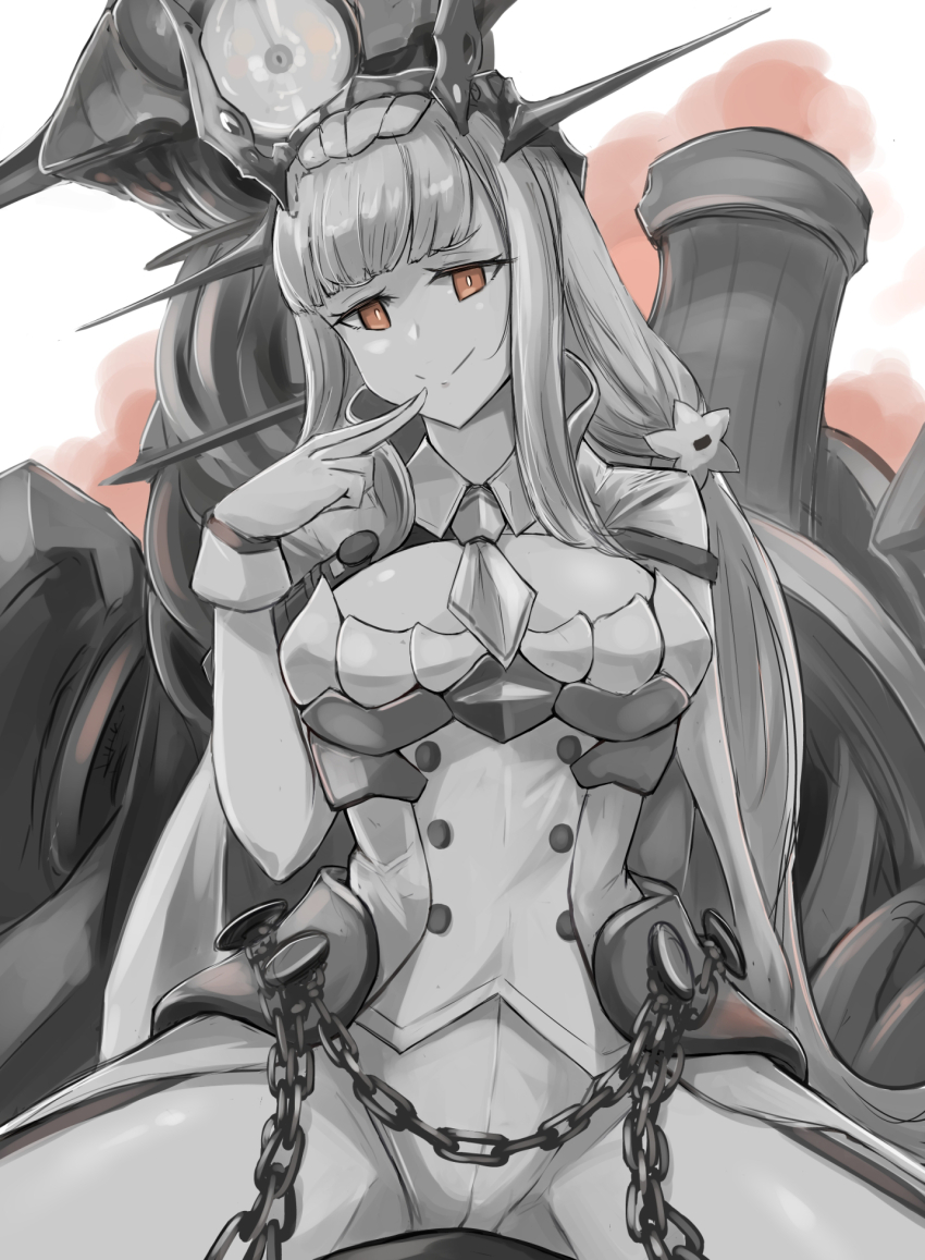 1girl, abyssal_ship, breasts, commentary_request, headdress, headgear, highres, kantai_collection