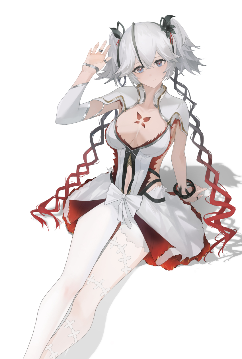 1girl, absurdres, alternate_breast_size_(larger), black_flower, blake_bloom_(wuthering_waves), breasts, camellya_(wuthering_waves), closed_mouth