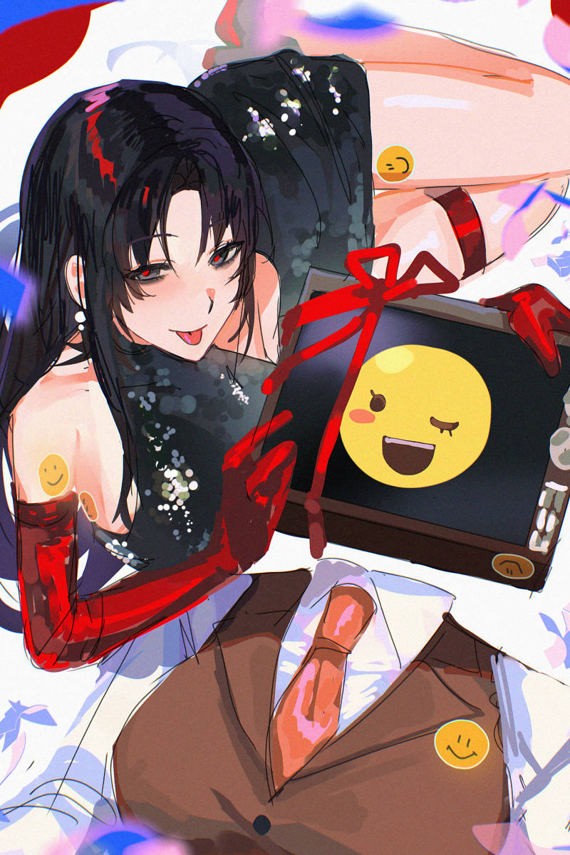 2girls, black_dress, black_eyes, black_hair, braun_(gwechul), brown_vest, collared_shirt, commentary