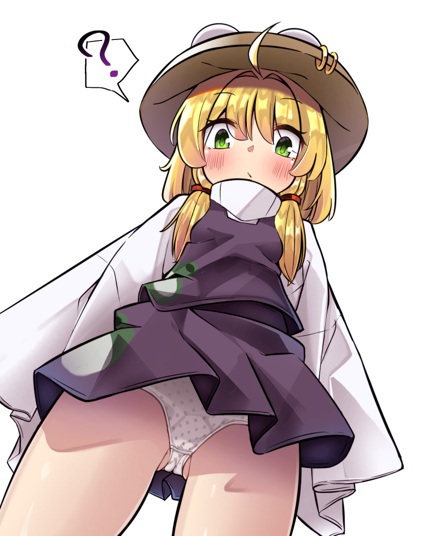 absurdres, ass, black_dress, blonde_hair, blush, breasts, commentary, crotch_seam